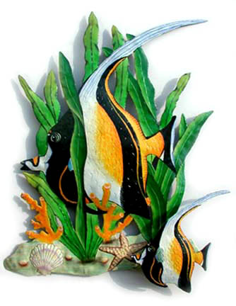 Hand painted metal tropical fish