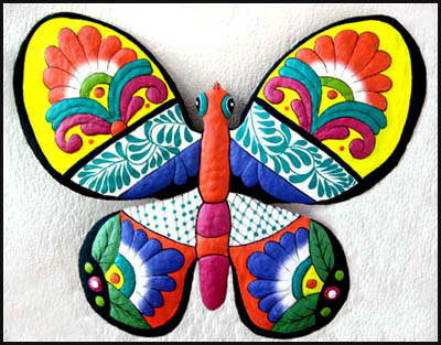 painted metal butterfly wall hanging