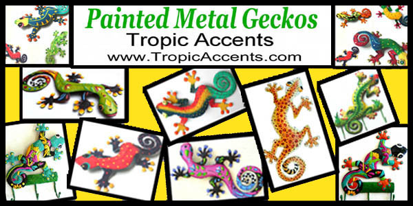painted metal gecko wall decor - tropic accents