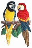 Parrots - Hand Painted Metal Tropical Wall Decor - Steel Drum Art - 12" x 17"