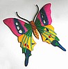Tropical Butterfly Painted Metal Wall Hanging - Garden Decor - 21"