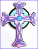 Hand painted metal cross wall hanging, Christian cross design, Christian gift - 18"