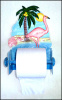 Flamingo Painted Metal Toilet Paper Holder - Tropical Bathroom Decor - 8" x 11" 