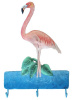 Flamingo Wall Hook. Tropical Metal Art - Painted Bathroom Decor - Metal Hook - 12" x 19"