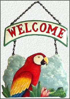 Red Scarlet Macaw Parrot Welcome Sign