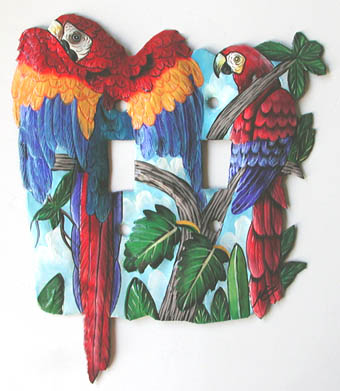 Parrot metal switchplate - Hand Painted