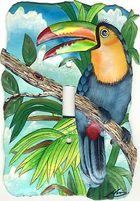 Toucan Painted Metal Light Switch Plate Cover - Tropical Decor