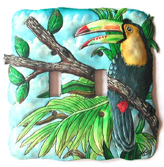 Toucan painted metal switchplate