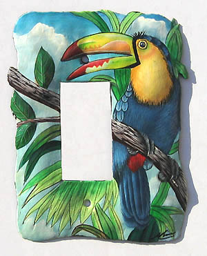 Painted metal toucan switchplate