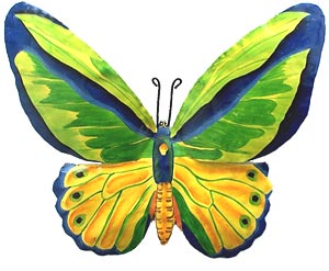 Bright Green Butterfly Art Wall Decor - Painted Metal Design - 12