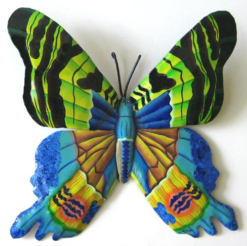 Brightly Painted Metal Butterfly Wall Hanging - 9