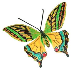 Painted Metal Green - Gold & Turquoise Butterfly Wall Decor - 9