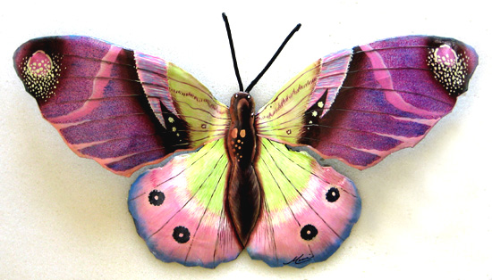 purple hand painted metal butterfly