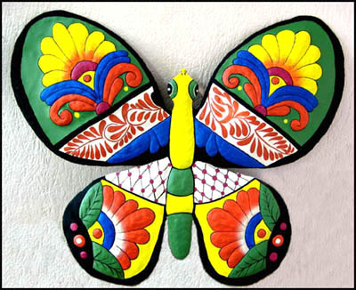 Painted Metal Butterfly Wall Hanging - Tropical Butterflies - 19