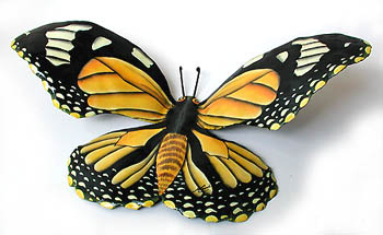 Painted Metal Monarch Butterfly Wall Hanging - Garden Art 34"