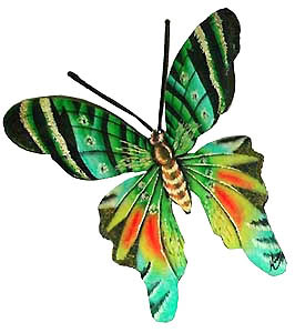 painted metal butterfly wall hanging. Haitian steel drum art  - Hand painted metal butterfly decor from Tropic Accents