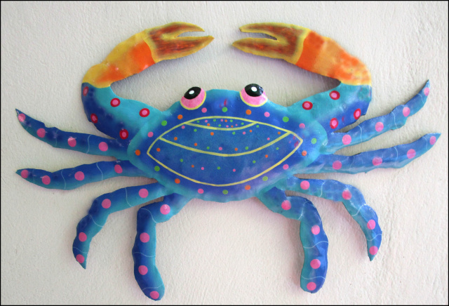 painted metal crab - beach decor