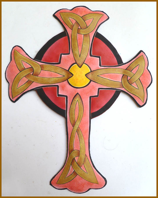 Hand painted cross wall art - Christian Gift, Metal cross wall hanging - Christian art - 12 1/2"