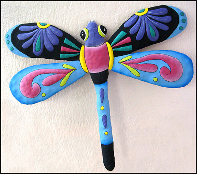 Decorative Painted Metal Dragonfly Garden Art Wall Decor - 20