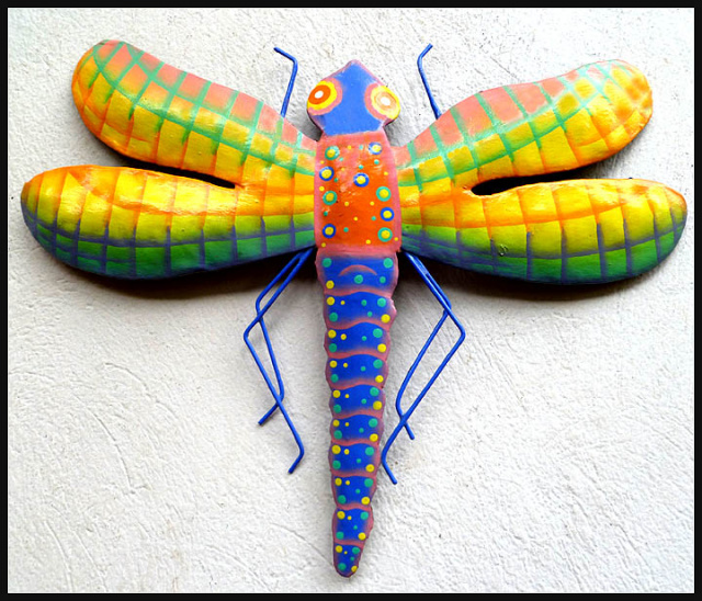 Dragonfly - Painted metal garden art