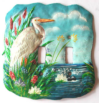 egret switchplate cover - painted metal