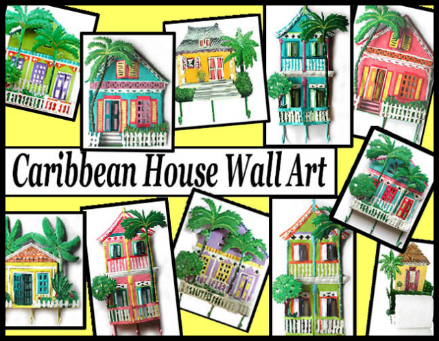 Metal Wall Art - Caribbean style houses