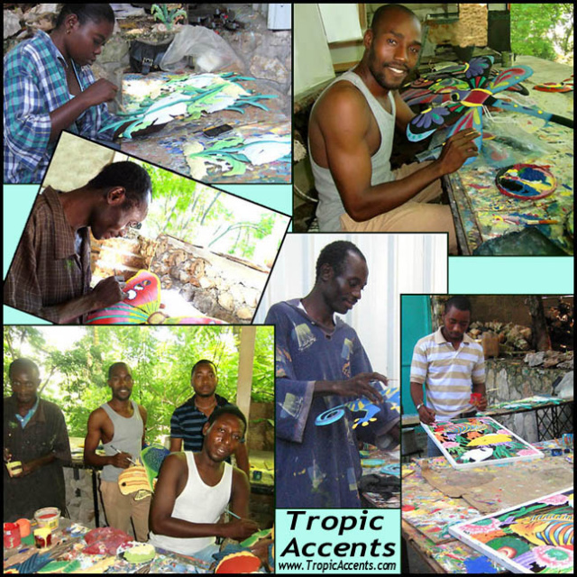 Hand painted metal tropical designs. Haitian art – Tropic Accents