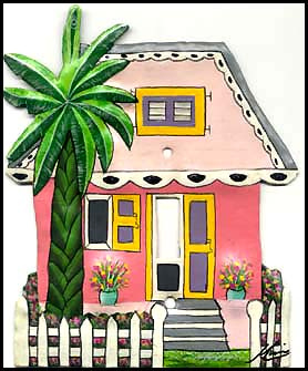 Painted Metal Caribbean Gingerbread House Switchplate Cover - Tropical