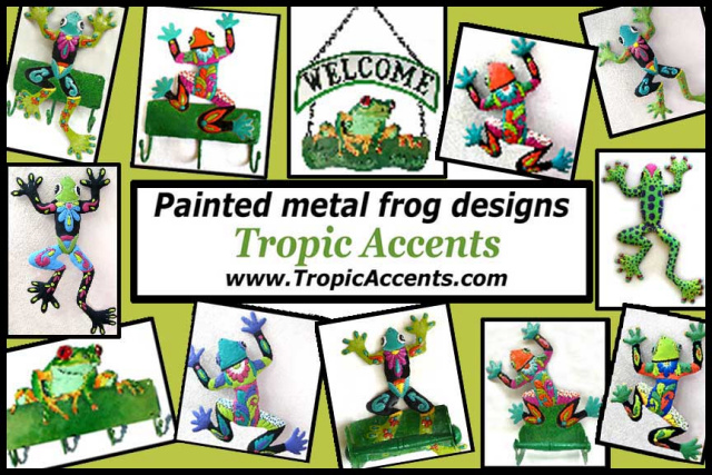 Hand painted metal frogs - Tropic Accents