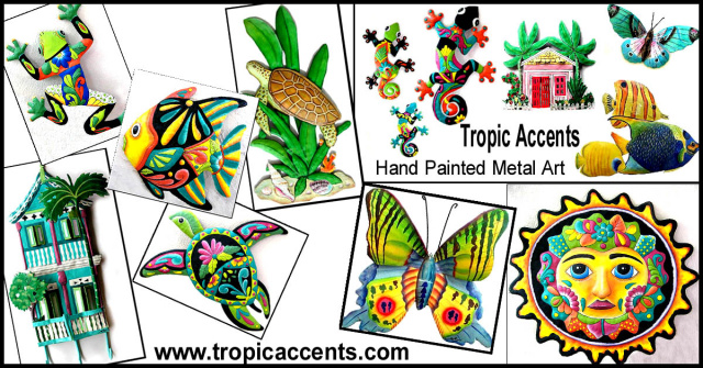 Tropic Accents - painted metal tropical home decor