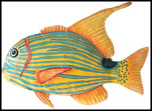 Tropical Fish Decorative Wall Art, Hand Painted Tropical Art, Beach Decor, Nautical Art - 13" x 18"