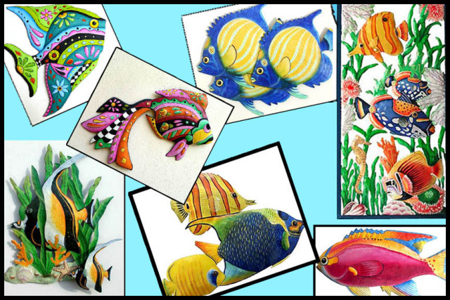 hand painted metal tropical fish wall decor. www.tropicaccents.com - Tropic Accents