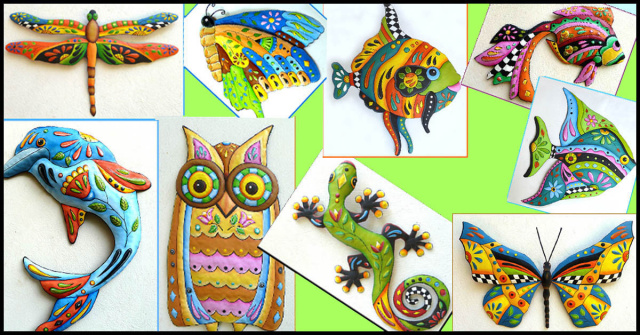 Hand painted metal wall decor from www.tropicaccents.com - Tropic Accents