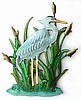 Blue Heron Metal Wall Hanging - Hand Painted Tropical Decor - 18" x 23"