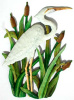 Egret Wall Hanging - Hand Painted Metal Art - Tropical Home Decor -15" x 24"