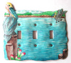 Switchplate Cover -  Hand Painted Metal Pelican Nautical Design - 3 Holes