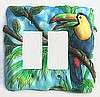 Painted Metal Toucan - Double Rocker Switchplate Cover - 6 1/2" x 6 1/2"