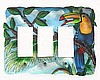 Toucan Triple Rocker Switchplate Cover - Hand Painted Metal - 8 1/2" x 6 1/4"