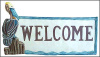 Pelican - Painted Metal Welcome Plaque - Tropical Metal Home Decor - 9" x 16"