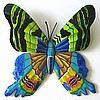Painted Metal Butterfly Wall Hanging - Tropical Wall Decor 9"