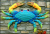 Hand Painted Metal Art, Crab Wall Hanging, Recycled Steel Drum, Haitian Art,  Outdoor Garden Art, Ou
