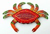  Painted Metal Crab Patio Decor- Coastal Decor, Haitian Steel Drum Art - 25" x 34"