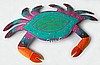 Painted Metal Crab Art in Tropical Colors. Coastal Metal Decor, Garden Art - Island Decor 11"x16"