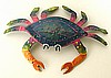Hand Painted Metal Crab Wall Hanging - Tropical Outdoor Home Decor 11"x16"