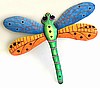 Painted Metal Dragonfly Wall Hanging - Outdoor Garden Decor - 24" 