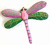 Pink & Green Dragonfly Garden Art - Painted Metal Wall Hanging -  17 1/2" 