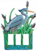 Hand Painted Blue Heron Metal Rocker Light Switch Plate Cover - 3 Holes