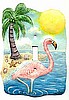Tropical Pink Flamingo - Hand Painted Metal Single Switchplate Cover