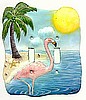   Flamingo Light Switch Cover - Hand Painted Metal Home Decor - 2 Holes