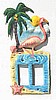 Pink Tropical Flamingo  - Painted Metal Double Rocker Switchplate Cover